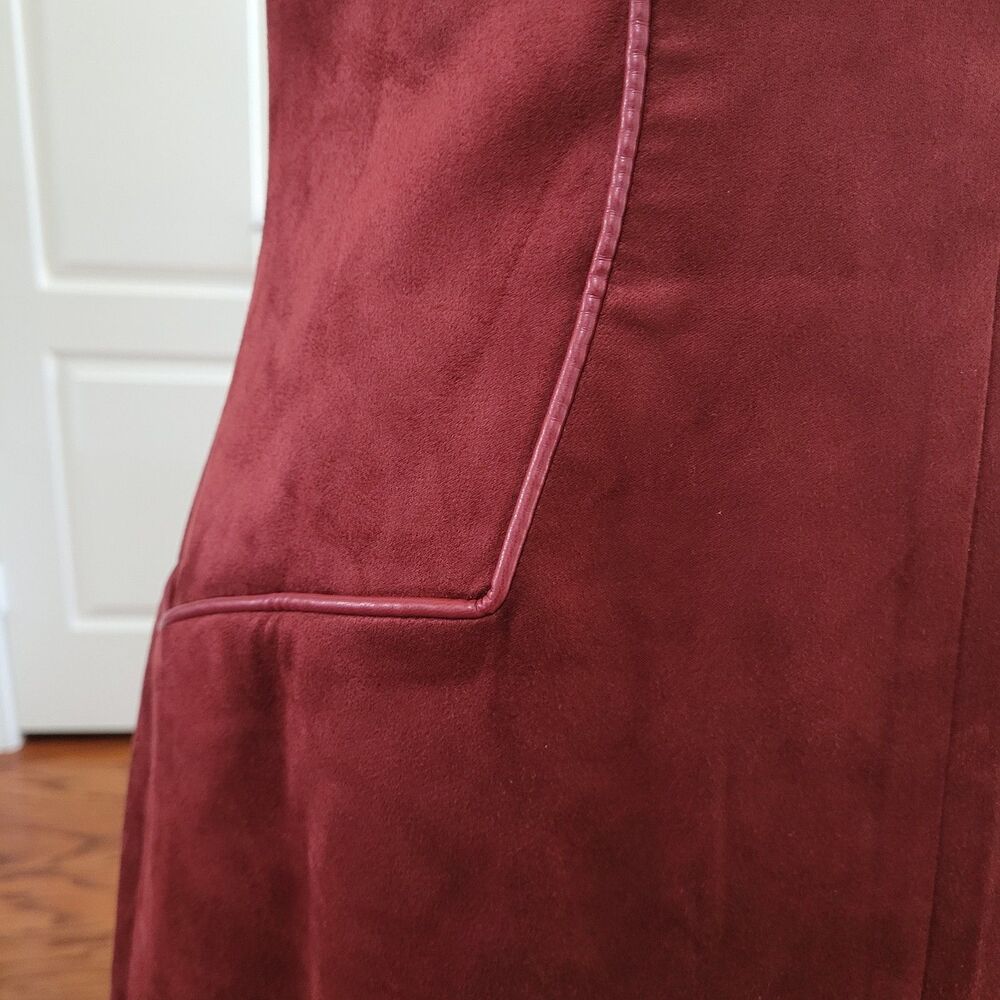 JW PEI Eva Spaghetti Strap Sueded Dress Burgundy Women 6 Mini Party Nightout - Picture 11 of 17